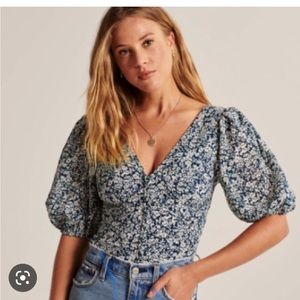 Abercrombie Bow-Back Blouse - green floral size small